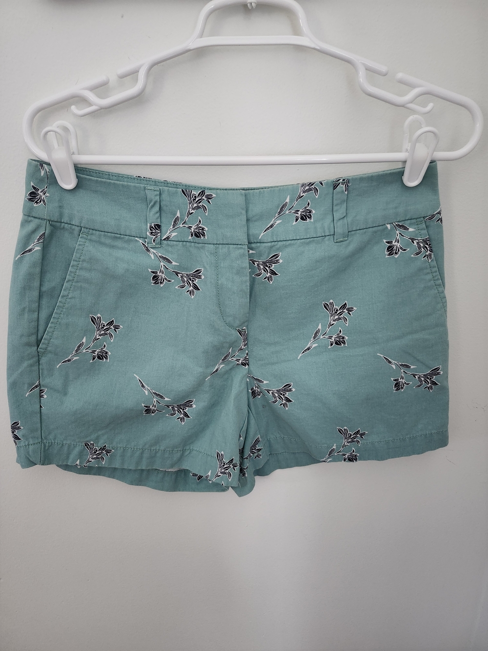 LOFT Teal Floral Cotton Bermuda Shorts